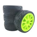 4pcs 12mm Hex 66mm Rc Car Rubber Tires Wheel Rim for 1/10 Model,green
