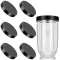 6 Pack Replacement Black Plastic Stay Fresh Lid Parts with 16oz Cup