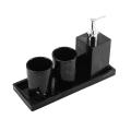 Marble Bathroom Supplies Black 4pcs Resin with Toothbrush Holder