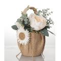 Wedding Flower Girl Basket with Sunflower,burlap Flower Basket Rustic
