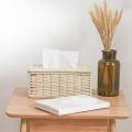 3x Rattan Tissue Box, Vintage Napkin Holder,desk Decoration (beige)