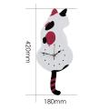 3d Digital Wall Clock Cat Swinging Tail Move Silent Non Ticking