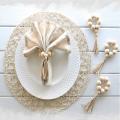 Set Of 6 Beaded Wood Napkin Rings with Setting Wedding Natural Style