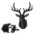 3d Wood Carving Deer Head Decoration Wall and Hook Door - Black