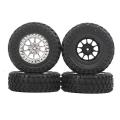 4pcs 70mm Tire Tyres Wheel for Mn D90 D99s Mn-90 Mn91 Mn98 ,silver