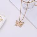 New Gold Opal Butterfly Pendant Necklace for Women Girls Jewelry