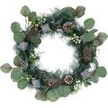 Artificial Christmas Pine Wreath with Decorative Gift Box Pinecone