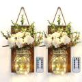 Rustic Mason Jar Sconces for Home Decor, Mason Jar Sconces Set Of 2