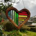 Wooden Acrylic Heart Ornaments Hanging for Home Garden Decor,green