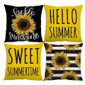 Summer Pillow Covers 18x18 Set Of 4 Sunflower Cushion Case for Couch