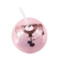 Disco Flash Ball Cocktail Cup Glass Drinking Tea Bottle Rose Gold B