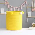 Multi Purpose Laundry Basket Hand Woven for Sundries Storage Yellow