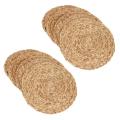 Hand-woven Natural Water Hyacinth Round Woven Rattan Placemat 4pc