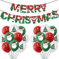 Merry Christmas Balloons Santa Elk Party Tree Paper Banner for Home,a