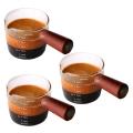 Glass Measuring Cup Espresso Shot Glass 75ml with Wood Handle