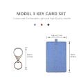 Key Card Holder for Tesla Model 3, Light Leather with Keychain Blue