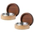 2 Pcs Wood Creative Home Office Ashtray Stainless Steel Liner Ashtray