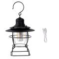 Portable Retro Camping Lantern Rechargeable Hanging Tent Light,black