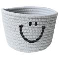 Smile Cotton Rope Basket Woven Storage Basket for Sundries, Gray