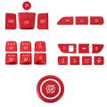 22pcs Car Central Control Start Gear Seat Button Sticker Cover Red
