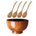4 Pcs Wooden Spoons Soup Spoons Dessert Spoon Tea Spoon Curved Spoon