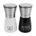 Refillable Salt Pepper Grinder Set Black and White,for Spices
