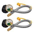 2x 15 Inch 1/4 Inch Npt Rv Propane Pigtail Hose with Gauge
