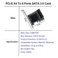 Pci-e Sata Expansion Card 6 Ports Pcie X4 to Sata 3.0 6gbps