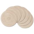 Round Braided Placemats Set Of 6 for Kitchen Table 15 Inch (beige )