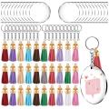 Acrylic Circle Keychain Blanks Clear Kit 120pcs for Cricut, Golden