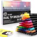 Colouring Pens 24 Colours Dual Brush Pens Felt Tip Pens Art Books