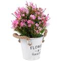 Artificial Bonsai Flower Fake Flowers with Vase Iron Sheet Pink