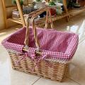 Picnic Basket, with Double Handles and Cloth Lining for Fruit Storage