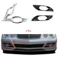 Car Front Fog Light Grill Chrome Trim Cover Set for Mercedes-benz