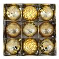 9 Pieces/set Of Boxed Christmas Ball Set, Glitter Ball, (gold)
