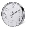 Modern Silent Wall Clock for Home Office Kitchen (25cm, Silver)