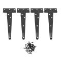4 Pcs 6 Inch Door Hinges T-strap Tee for Wooden Gates Hinges (black)