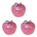 3pcs Natural Rose Quartz Pink Apple for Couple Decorations Diy Gift