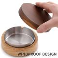 2 Pcs Wood Creative Home Office Ashtray Stainless Steel Liner Ashtray