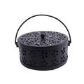 Nordic Retro Metal Hollow Floral Mosquito Coil Holder(black)