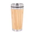 Bamboo Coffee Cup Stainless Steel with Leak-proof Cover
