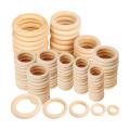 120pcs Natural Wood Rings Set, for Diy Craft, Ring Pendant Making