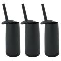 Toilet Brushes with Holder Black for Bathrooms Modern Design with Lid