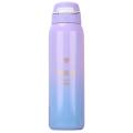 Insulated Thermals Milk&coffee Cup Thermos Straw Water Bottle Purple