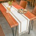 Table Runners Splicing with Tassel, Boho Table Runner for Fall B