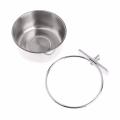 3 Pc Bird Feeding Tray Cup Stainless Steel Cage Cup Holder with Clamp