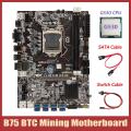 B75 Btc Mining Motherboard+cpu+sata Cable+switch Cable 8xpcie to Usb