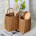 Hand-woven Storage Baskets Rattan Hanging Basket with Handle Decor B
