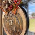 Kitchen Thanksgiving Pumpkin Wreath Window Door Wall Decor Hanging