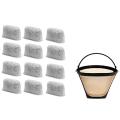 8-12 Cup&set Of 12 Charcoal Water Filters for Cuisinart Coffee Maker